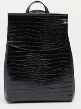 ASOS Black Croc-Embossed Backpack